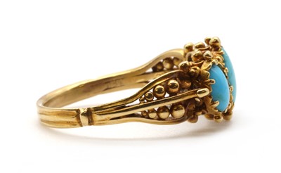 Lot 1 - A Regency gold three stone turquoise ring