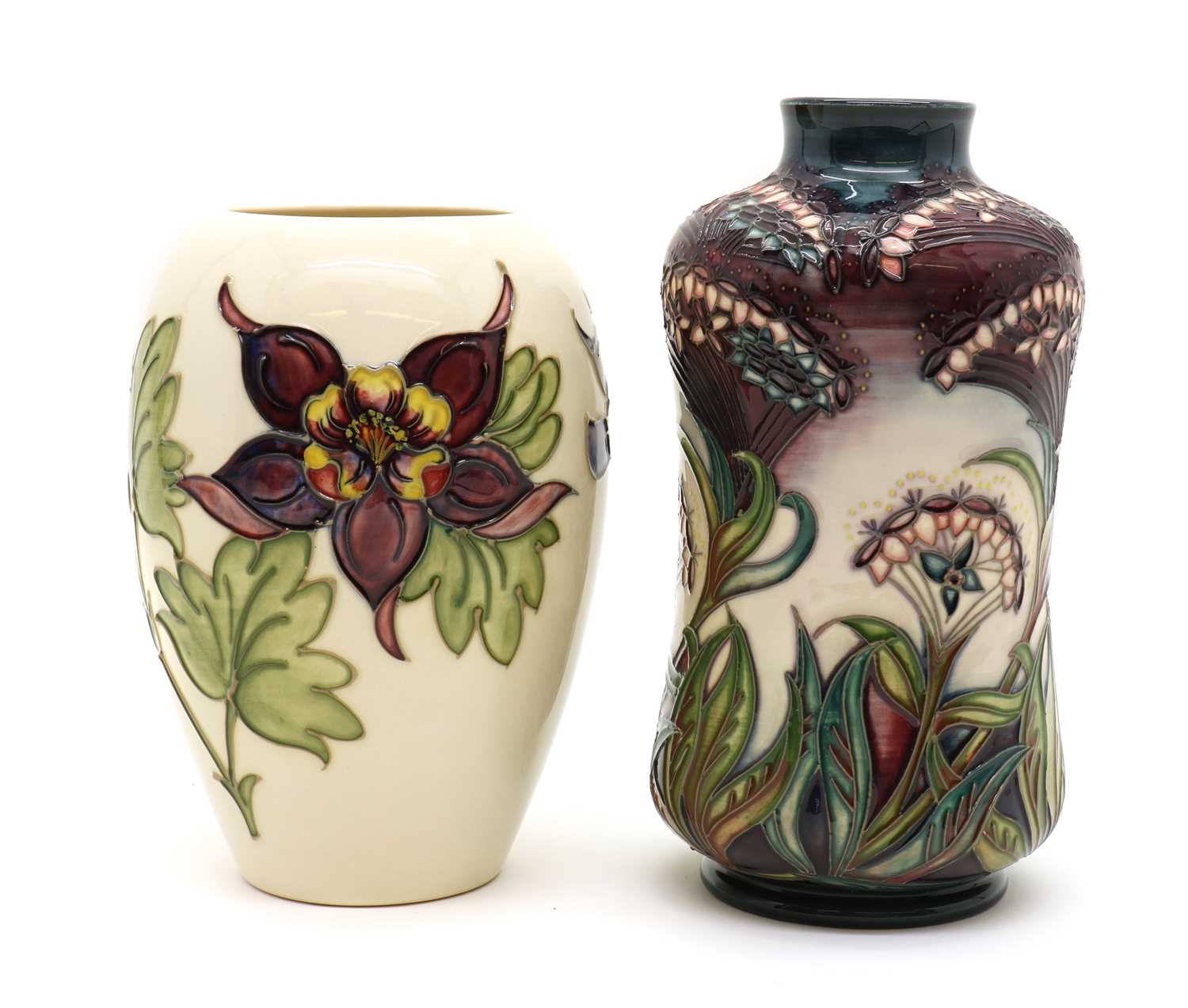 Lot 59 - A Moorcroft pottery 'Columbine' pattern vase,