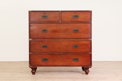 Lot 240 - A mahogany or teak campaign chest