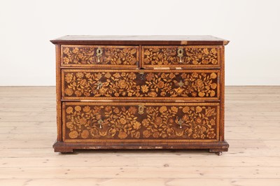 Lot 63 - A William and Mary walnut and marquetry chest of drawers
