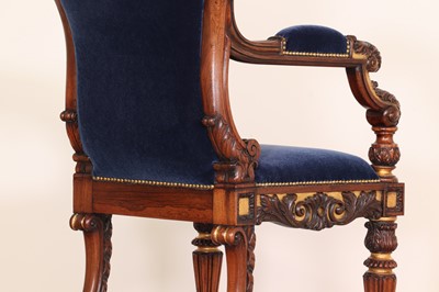 Lot A Regency rosewood and parcel-gilt armchair