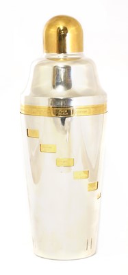 Lot 172 - A silver-plated and gilt 'recipe' cocktail shaker