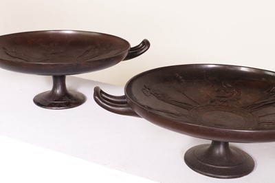 Lot 102 - A pair of neoclassical patinated cast iron kylix by E W Wyon for The Art Union of London
