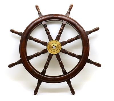 Lot 403 - A mahogany ships wheel