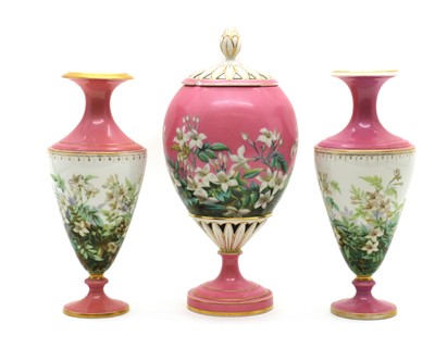 Lot 65 - A Victorian porcelain vase garniture
