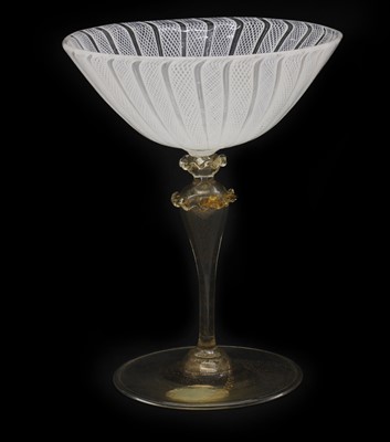Lot 258 - A Murano latticino glass pedestal dish