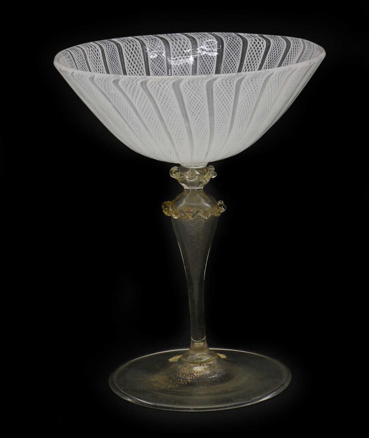 Lot 258 - A Murano latticino glass pedestal dish