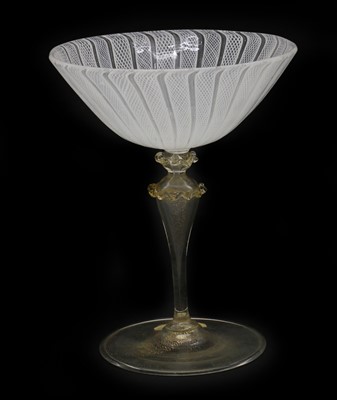 Lot 258 - A Murano latticino glass pedestal dish