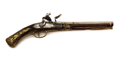 Lot 78 - A 22 bore Brescian flintlock holster pistol