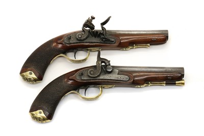 Lot 81 - A fine pair of flintlock/percussion pistols by Balk of Doncaster
