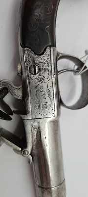 Lot 80 - A pair of flintlock boxlock cannon barrelled pistols by M Collins, Dublin