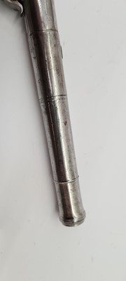 Lot 80 - A pair of flintlock boxlock cannon barrelled pistols by M Collins, Dublin