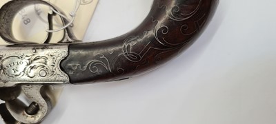 Lot 80 - A pair of flintlock boxlock cannon barrelled pistols by M Collins, Dublin