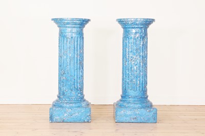 Lot 34 - A pair of blue imitation marble columns