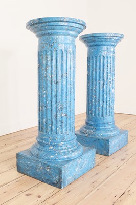 Lot 34 - A pair of blue imitation marble columns