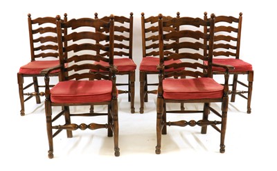 Lot 432 - A set of four and two ladderback dining chairs