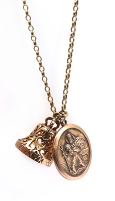 Lot 234 - A 9ct gold St Christopher pendant