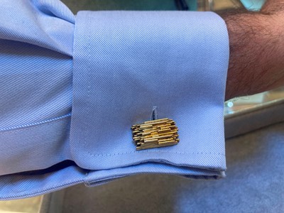 Lot 198 - A pair of 9ct gold cufflinks, by Charles de Temple, c.1960