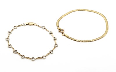 Lot 239 - A 9ct gold heart link bracelet