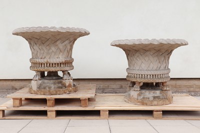 Lot 246 - A pair of large composite stone planters