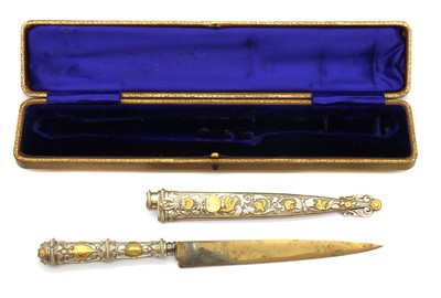 Lot 131 - A silver plated and gold Gaucho presentation knife by Broqua & Scholberg, Montevideo