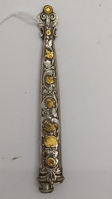 Lot 131 - A silver plated and gold Gaucho presentation knife by Broqua & Scholberg, Montevideo