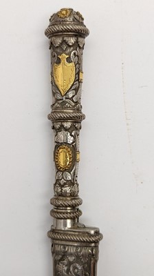 Lot 131 - A silver plated and gold Gaucho presentation knife by Broqua & Scholberg, Montevideo