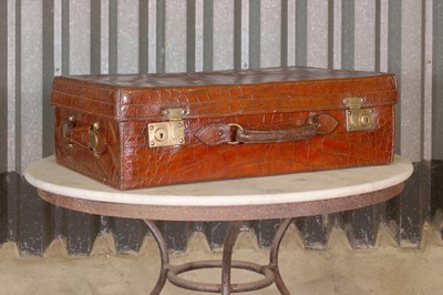 Lot 15 - An Edwardian crocodile leather gentleman's vanity case