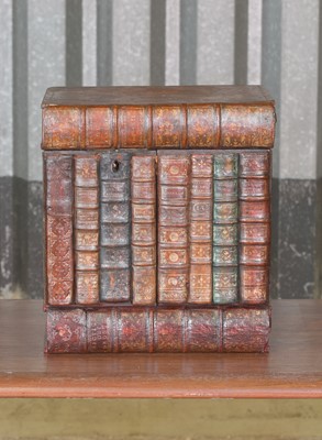 Lot 18 - A leather faux book decanter case