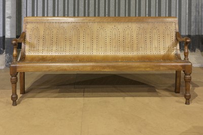 Lot 23 - A satin-birch and bent-ply bench from the Glasgow High Court