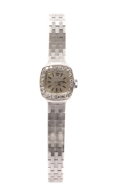 Lot 329 - A ladies' white gold Tissot diamond set cocktail watch