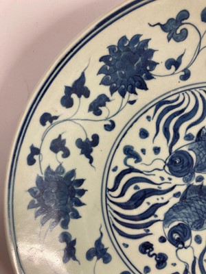 Lot 68 - A Chinese blue and white charger