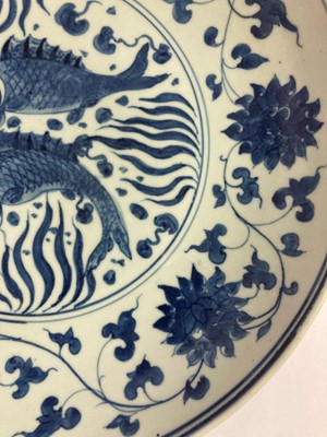 Lot 68 - A Chinese blue and white charger