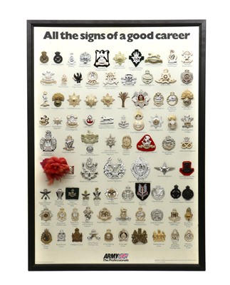 Lot 157 - A complete display of 85 Army Regimental cap badges, c.1986