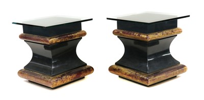 Lot 405 - A pair of lacquered and parcel-gilt side tables