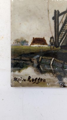 Lot 48 - A Rozenburg den Haag painted tile picture