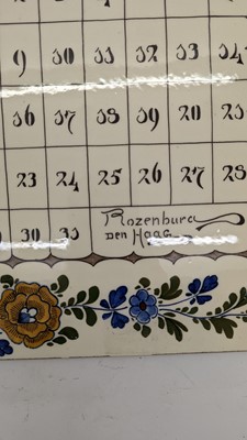 Lot 73 - A Rozenburg den Haag pottery calendar
