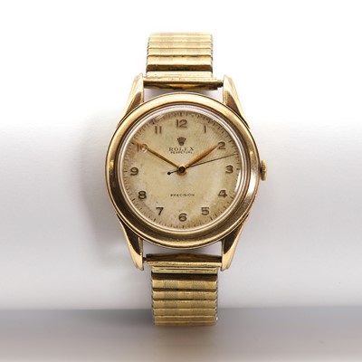 Lot 450 - A gentlemen's 9ct gold Rolex 'Perpetual Precision' automatic bracelet watch, c.1954