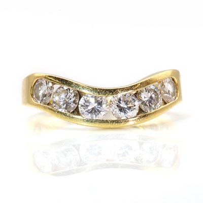 Lot 212 - An 18ct gold diamond set wave head half eternity ring, by Boodle and Dunthorne