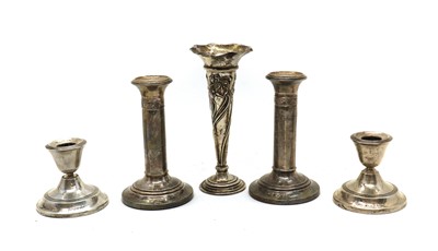 Lot 15 - A collection of silver candlesticks