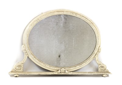 Lot 408 - A painted oval overmantel mirror