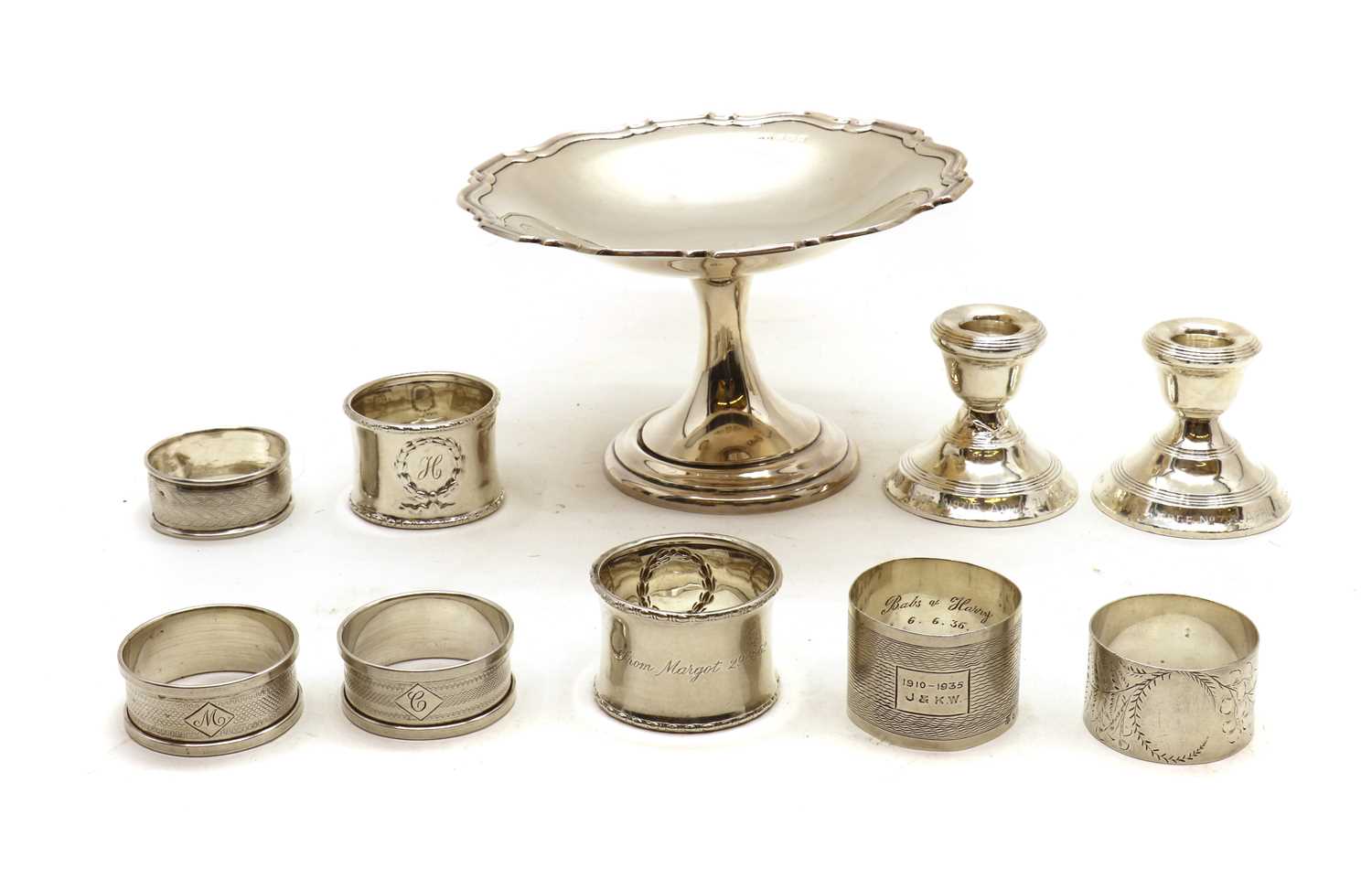 Lot 50 - A collection of silver napkin rings