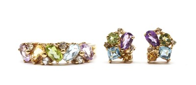 Lot 82 - A pair of gold assorted gemstone earrings