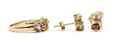 Lot 82 - A pair of gold assorted gemstone earrings