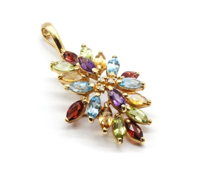 Lot 83 - A gold assorted gemstone pendant
