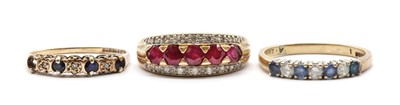 Lot 253 - Three 9ct gold rings