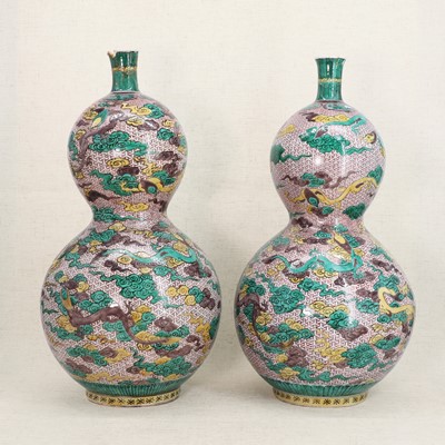 Lot 176 - A pair of Japanese ko-kutani ware vases