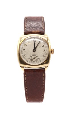 Lot 339 - A 9ct gold Tavannes mechanical strap watch