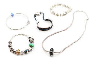 Lot 284 - A collection of silver bracelets by Pandora and Links of London