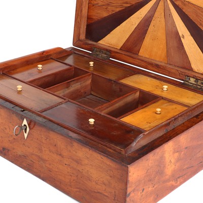 Lot 22 - A specimen wood sewing box